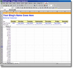 Excel Editorial Calendar