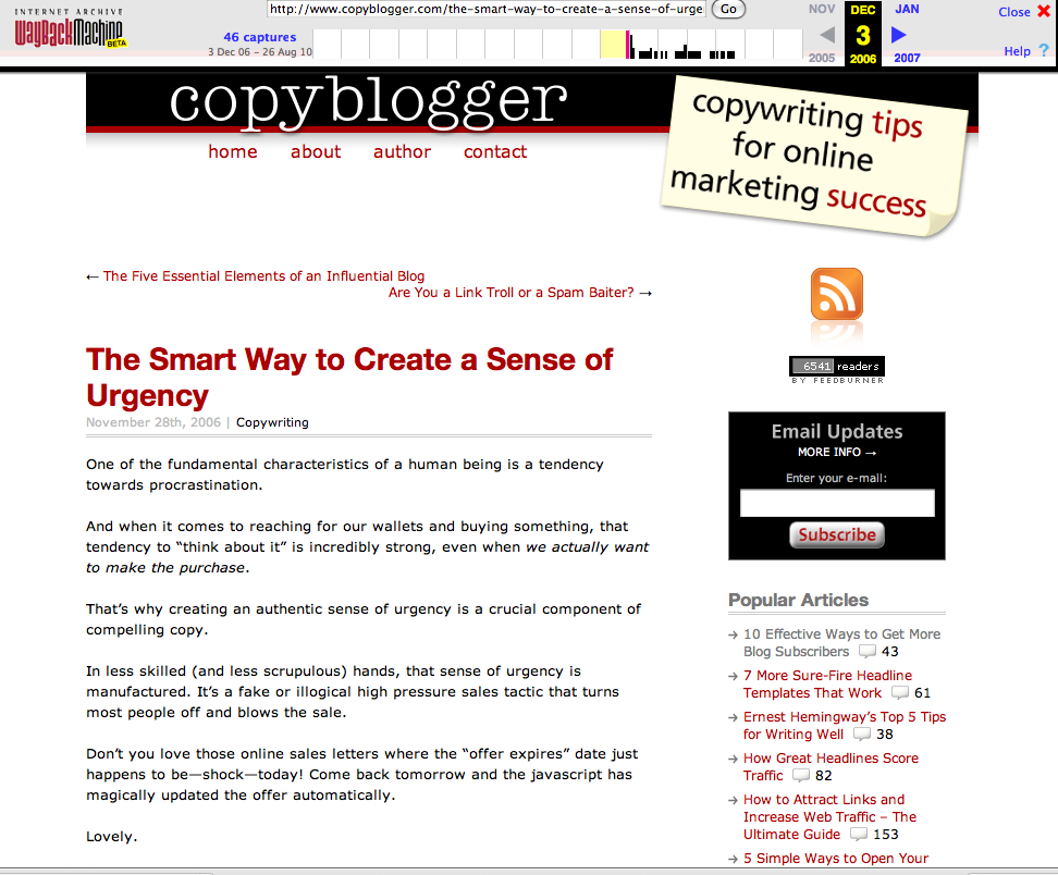 Copyblogger in 2006
