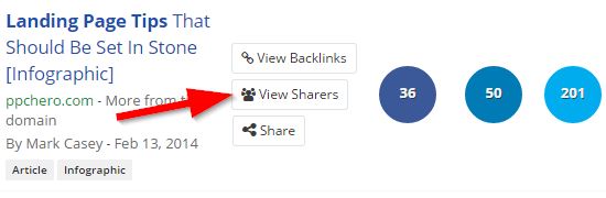 Finding sharers on Buzzsumo