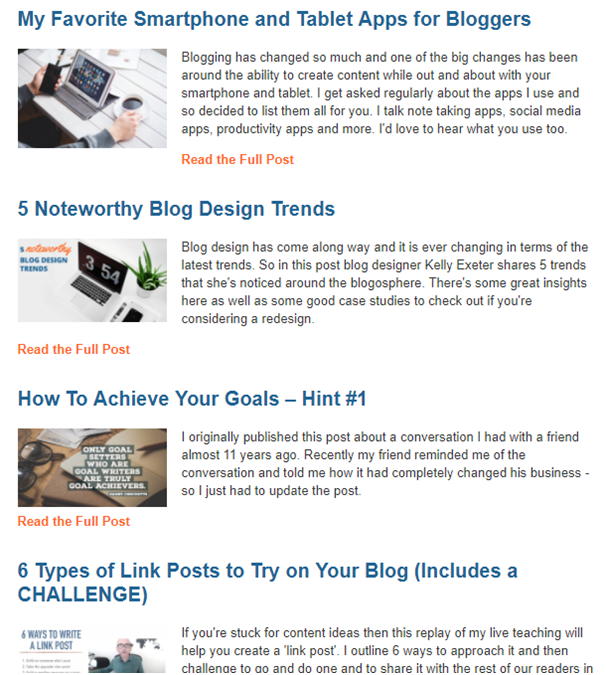Weekly digest example of newsletter content