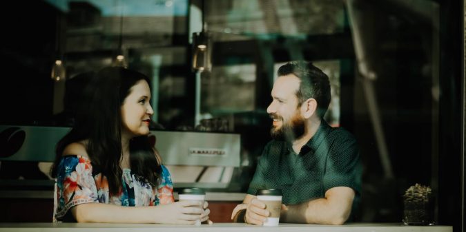 Two people having a conversation