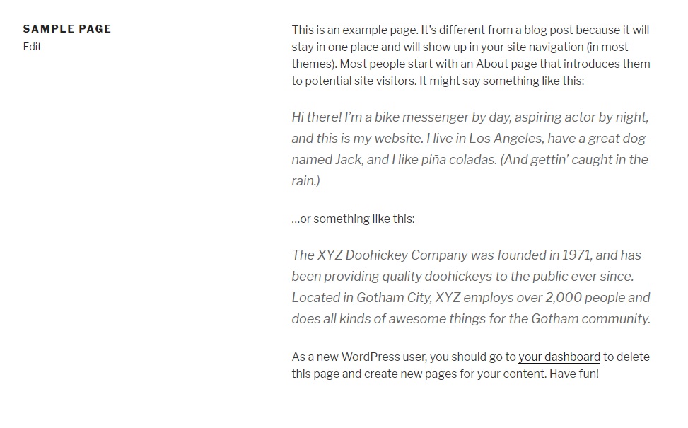 Sample page example